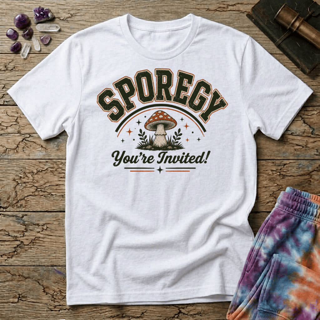 Printify T-Shirt Sporegy Youre Invited T-Shirt Mushroom Magic Mushroom T-Shirt