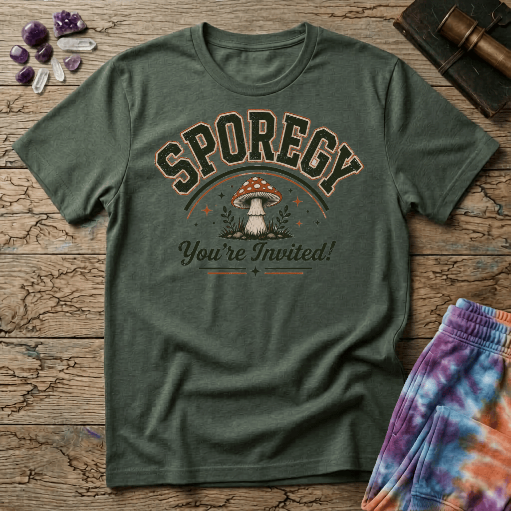 Printify T-Shirt Sporegy Youre Invited T-Shirt Mushroom Magic Mushroom T-Shirt