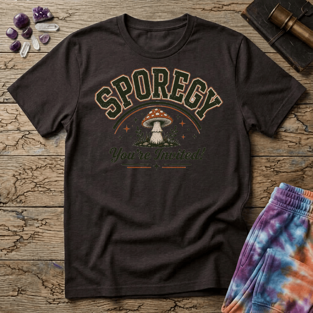 Printify T-Shirt Sporegy Youre Invited T-Shirt Mushroom Magic Mushroom T-Shirt