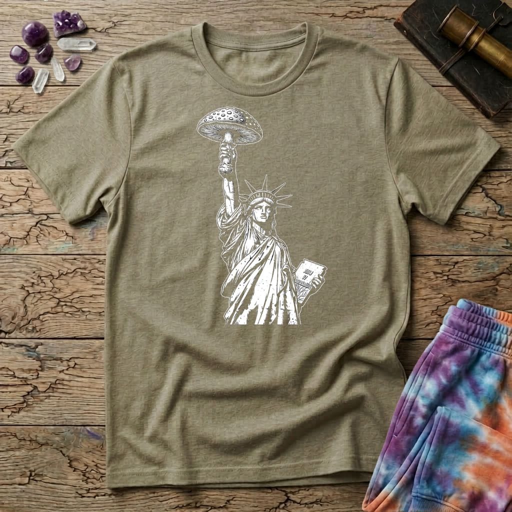 Printify T-Shirt Statue of Liberty Mushroom T-Shirt Mushroom Magic Mushroom T-Shirt