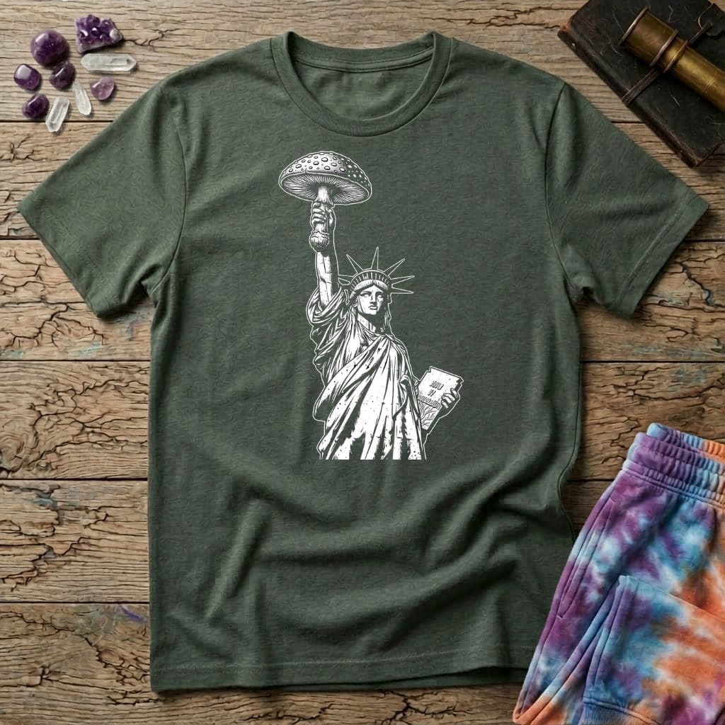 Printify T-Shirt Statue of Liberty Mushroom T-Shirt Mushroom Magic Mushroom T-Shirt