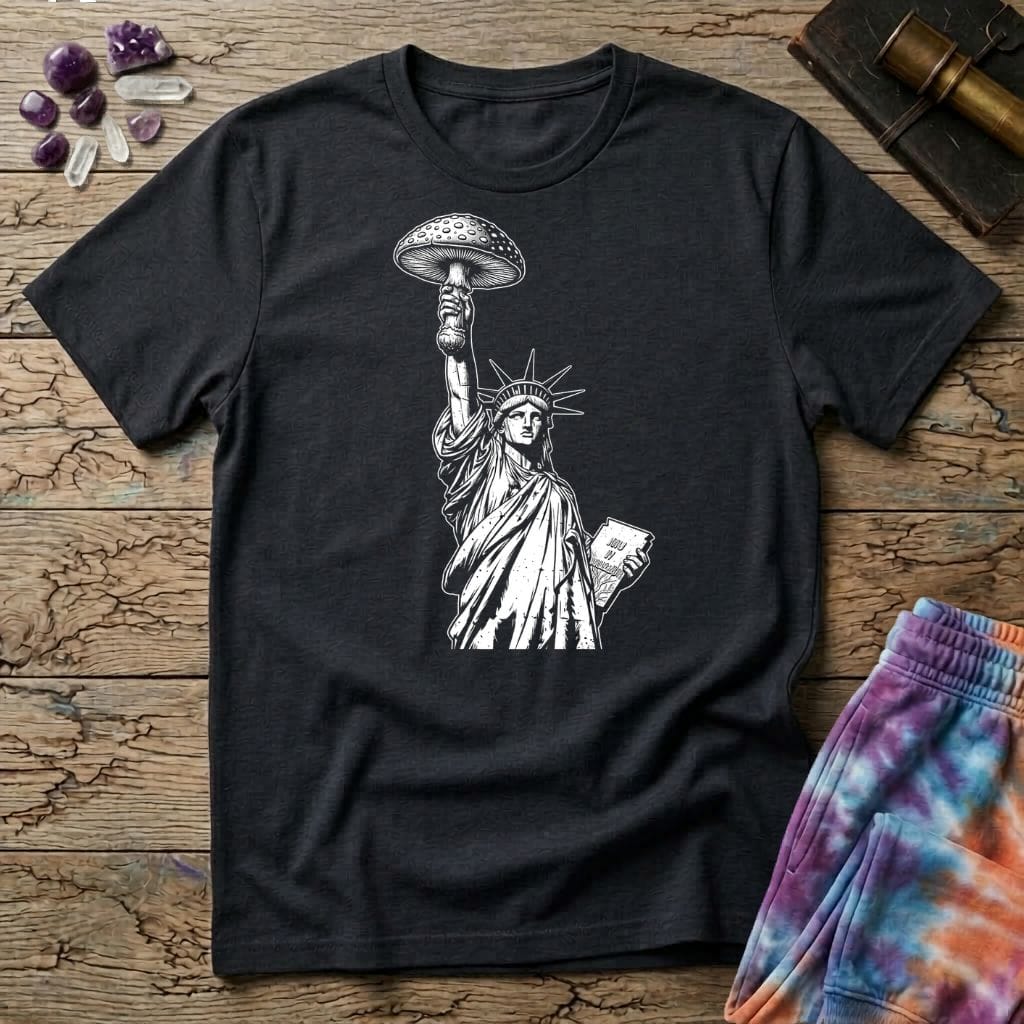 Printify T-Shirt Statue of Liberty Mushroom T-Shirt Mushroom Magic Mushroom T-Shirt