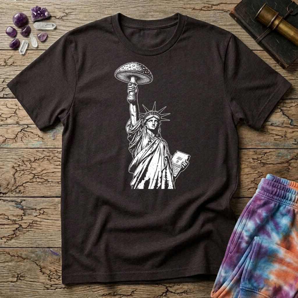 Printify T-Shirt Statue of Liberty Mushroom T-Shirt Mushroom Magic Mushroom T-Shirt