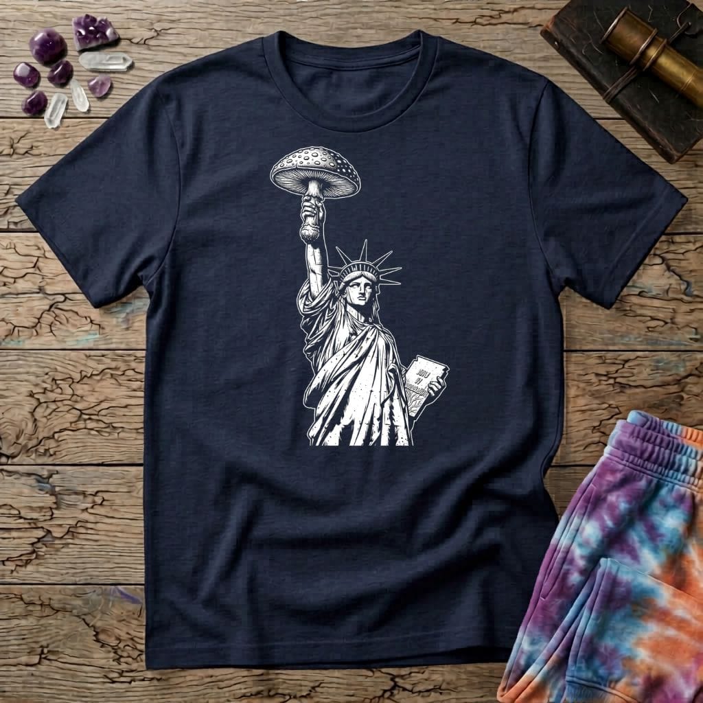 Printify T-Shirt Statue of Liberty Mushroom T-Shirt Mushroom Magic Mushroom T-Shirt