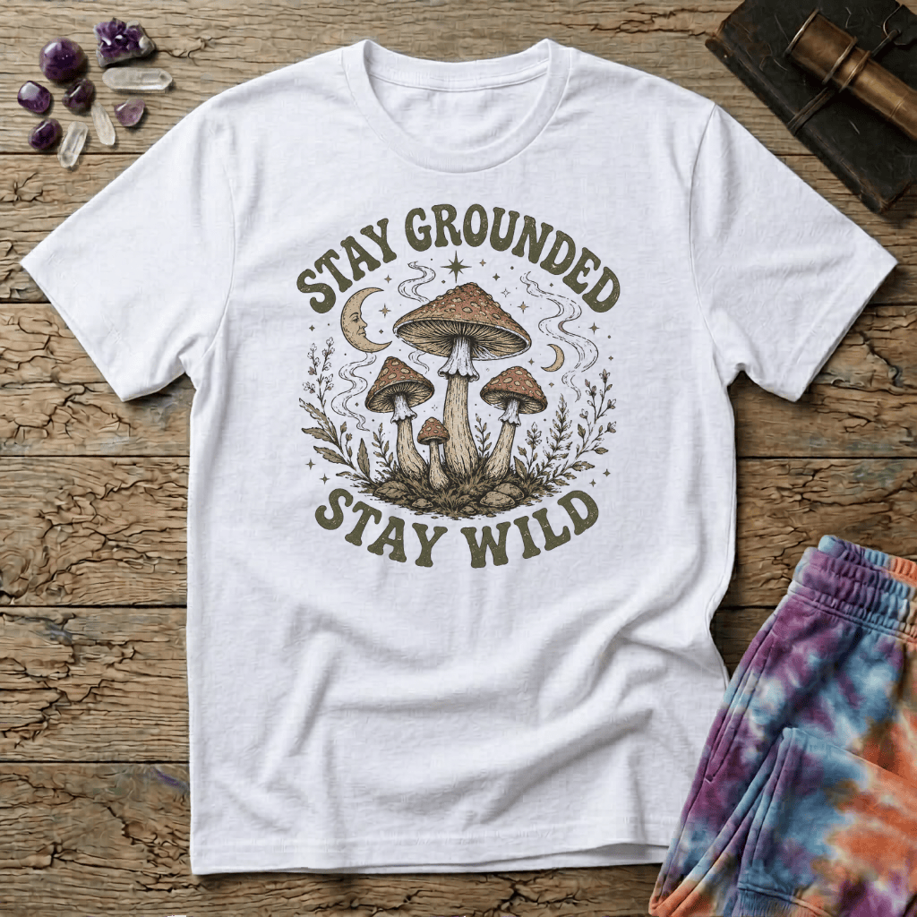 Printify T-Shirt Stay Grounded Stay Wild Mushroom T-Shirt Mushroom Magic Mushroom T-Shirt