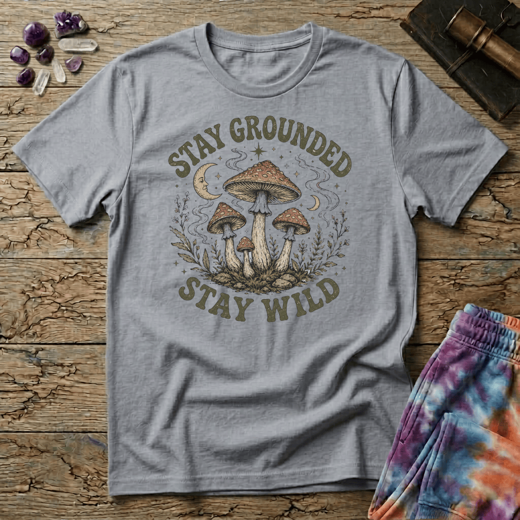 Printify T-Shirt Stay Grounded Stay Wild Mushroom T-Shirt Mushroom Magic Mushroom T-Shirt