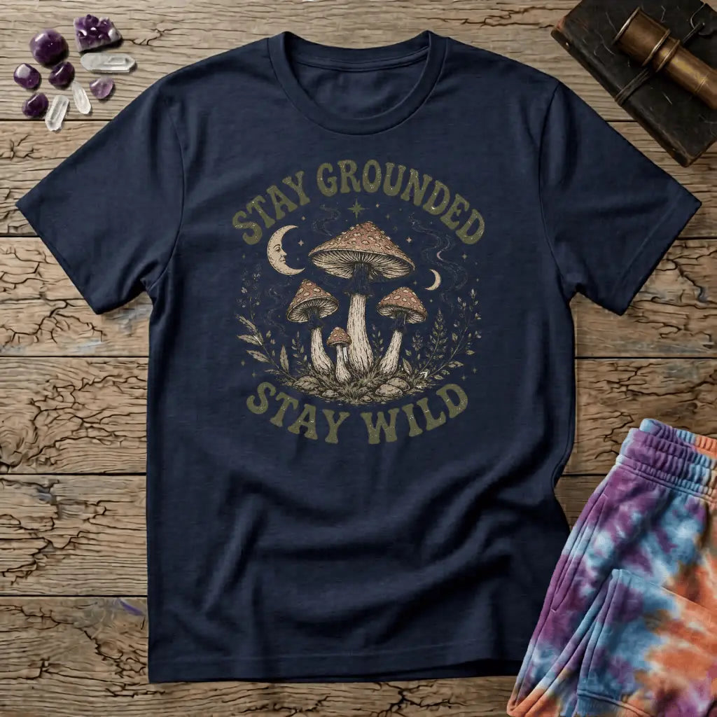 Printify T-Shirt Stay Grounded Stay Wild Mushroom T-Shirt Mushroom Magic Mushroom T-Shirt