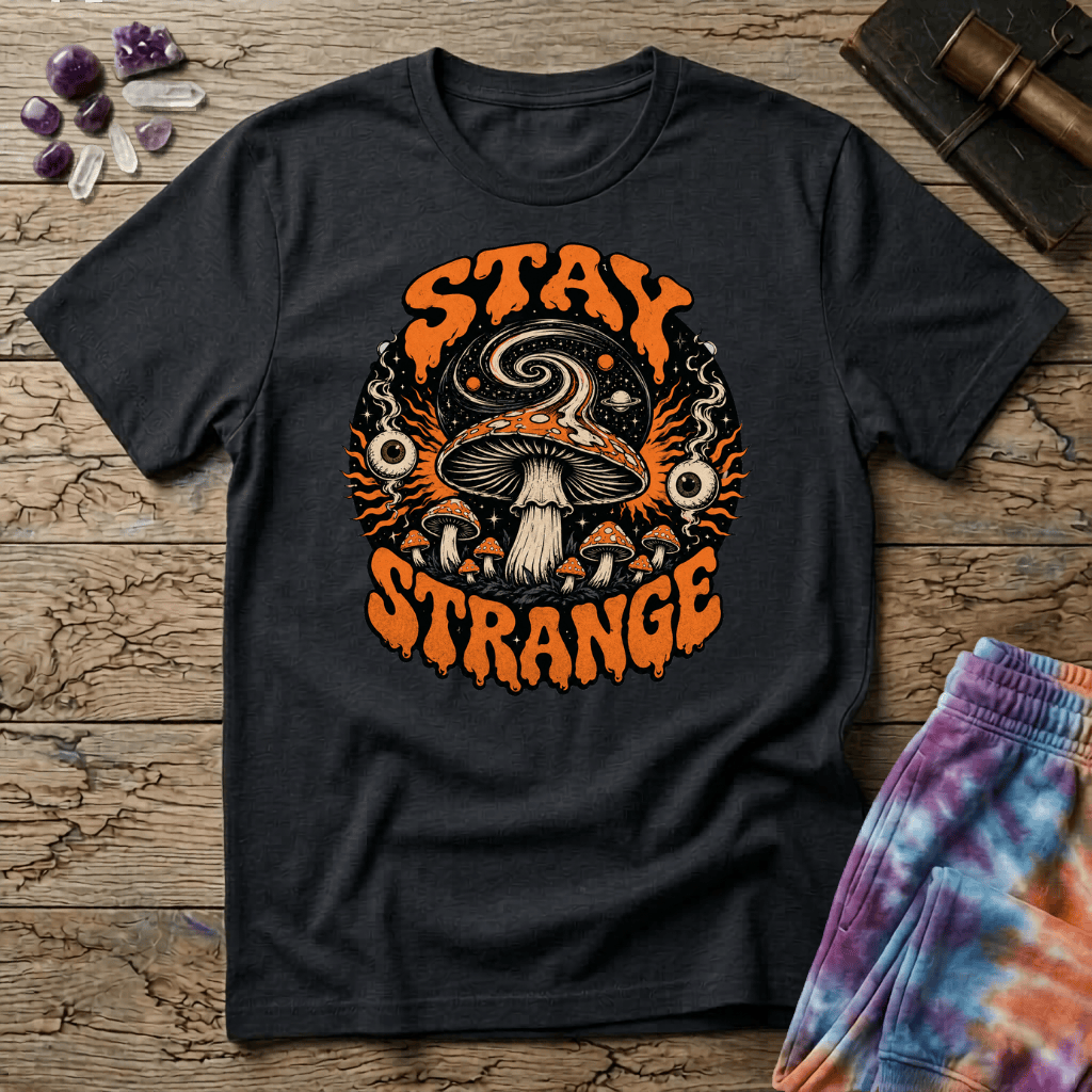Printify T-Shirt Stay Strange Mushroom T-Shirt Mushroom Magic Mushroom T-Shirt