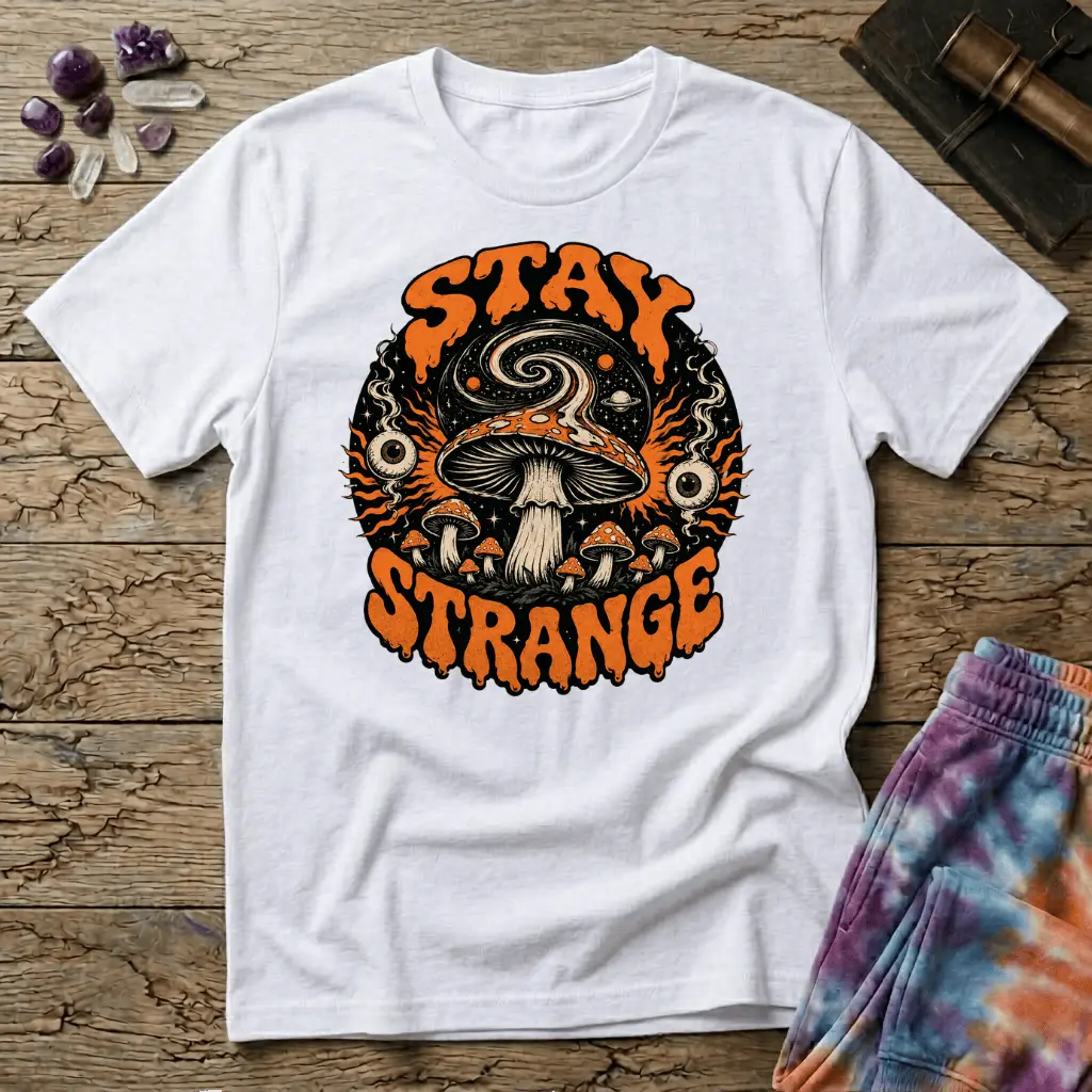 Printify T-Shirt Stay Strange Mushroom T-Shirt Mushroom Magic Mushroom T-Shirt
