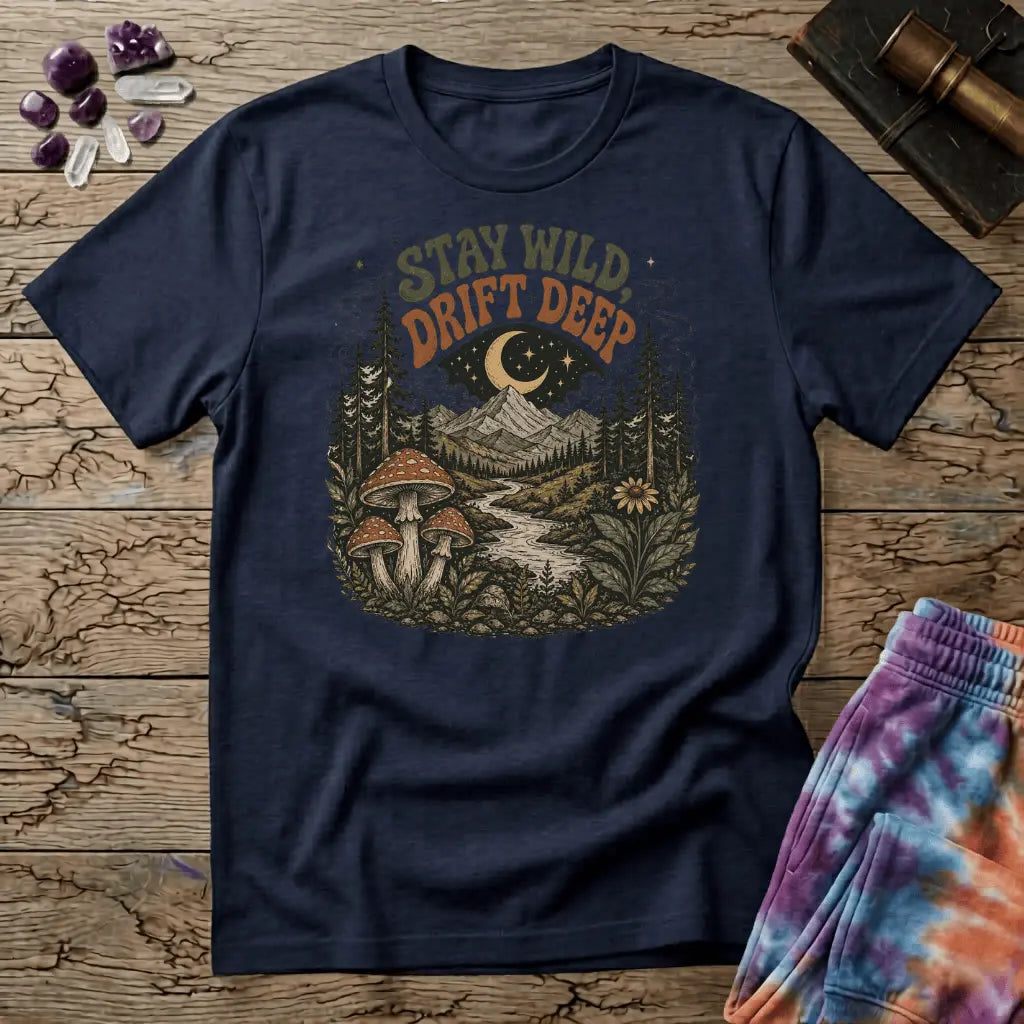 Printify T-Shirt Stay Wild Drift Deep Mushroom T-Shirt Mushroom Magic Mushroom T-Shirt