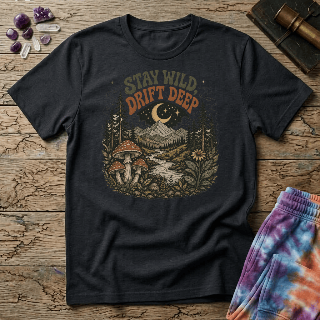Printify T-Shirt Stay Wild Drift Deep Mushroom T-Shirt Mushroom Magic Mushroom T-Shirt