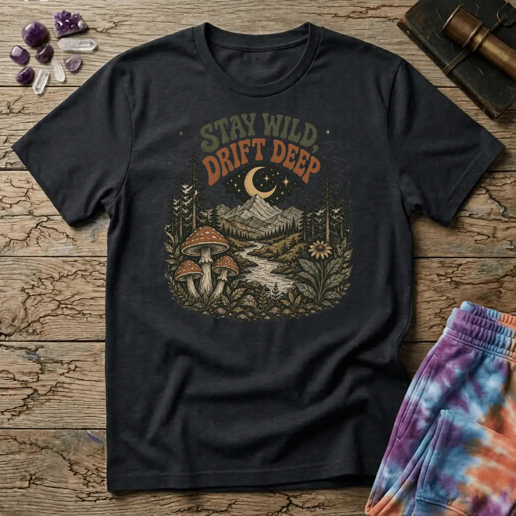 Printify T-Shirt Stay Wild Drift Deep Mushroom T-Shirt Mushroom Magic Mushroom T-Shirt