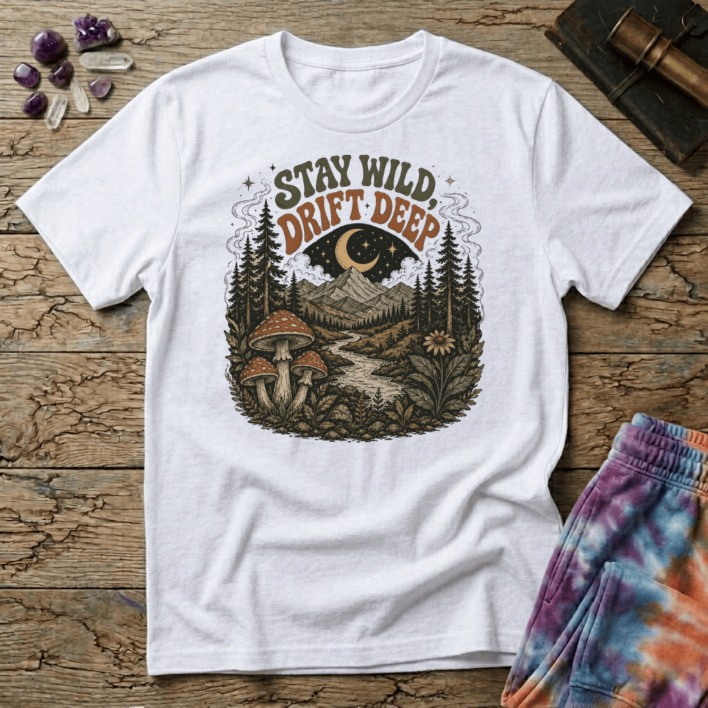 Printify T-Shirt Stay Wild Drift Deep Mushroom T-Shirt Mushroom Magic Mushroom T-Shirt