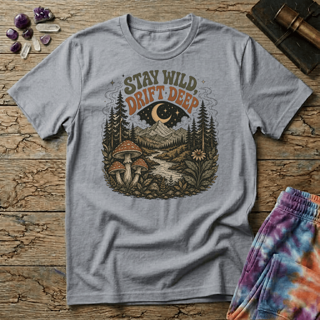 Printify T-Shirt Stay Wild Drift Deep Mushroom T-Shirt Mushroom Magic Mushroom T-Shirt