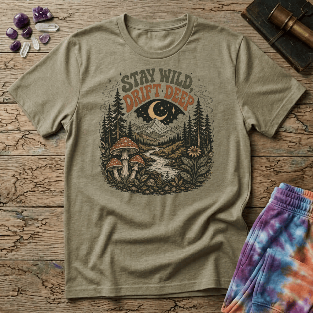 Printify T-Shirt Stay Wild Drift Deep Mushroom T-Shirt Mushroom Magic Mushroom T-Shirt