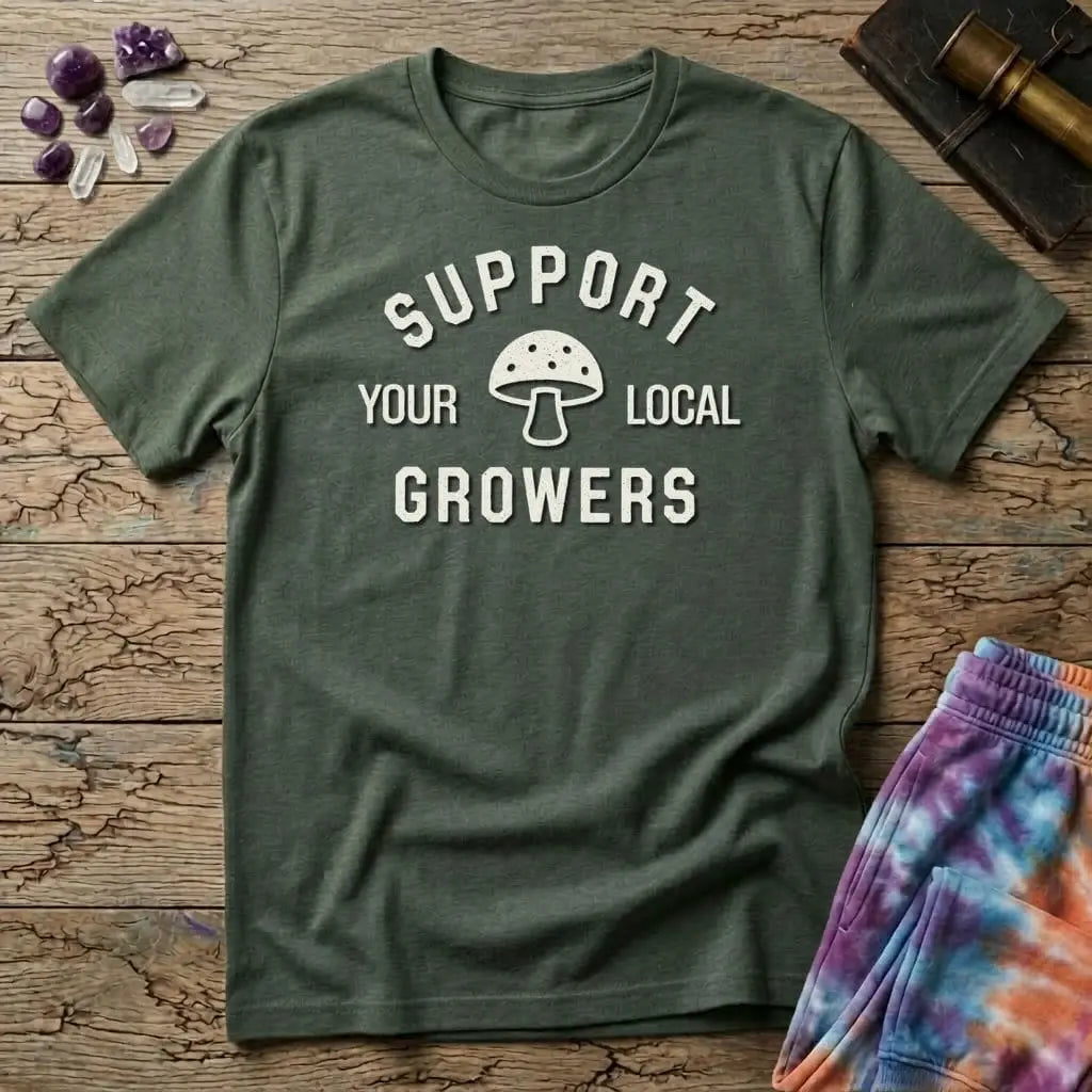 Printify T-Shirt Support Your Local Grower Mushroom T-Shirt Mushroom Magic Mushroom T-Shirt