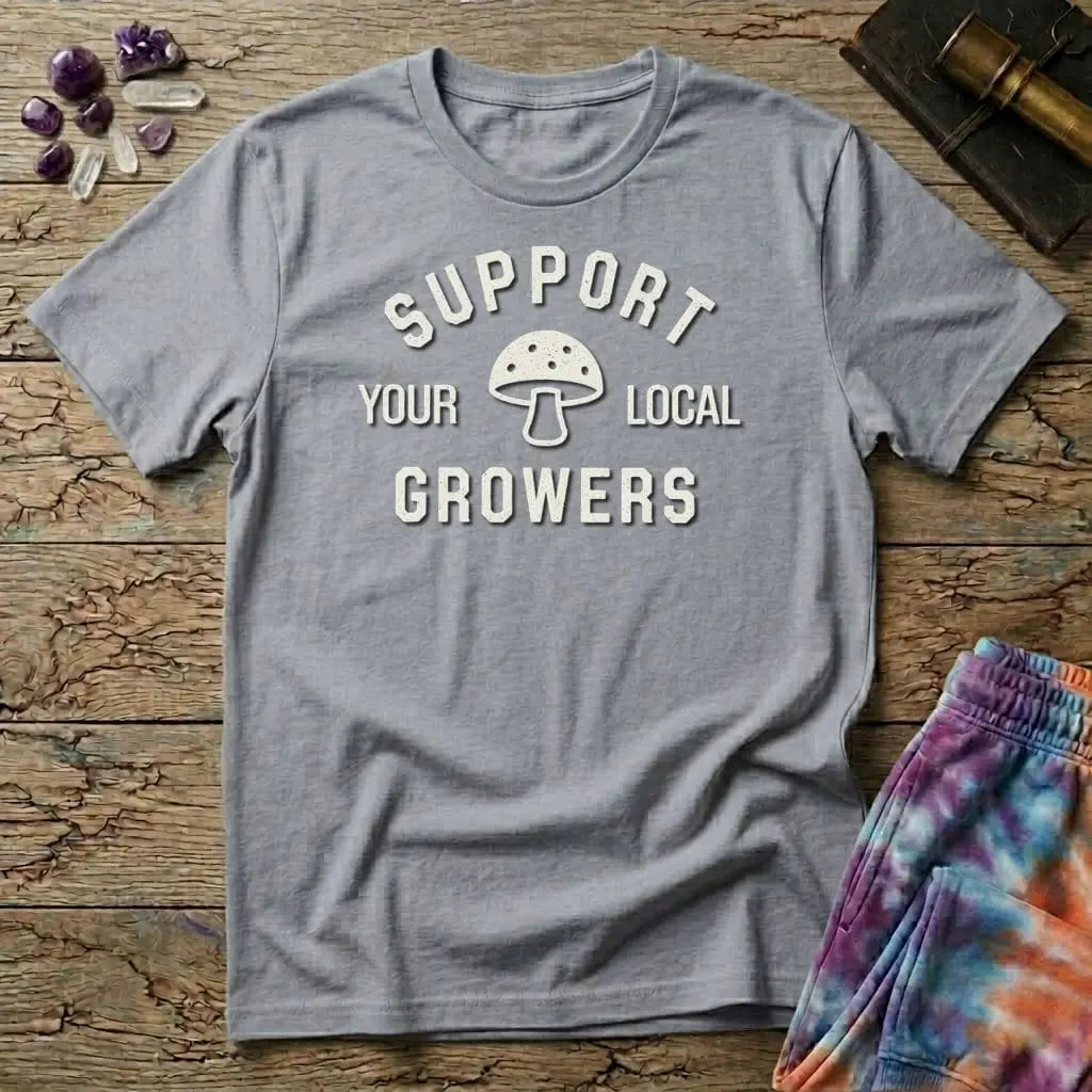 Printify T-Shirt Support Your Local Grower Mushroom T-Shirt Mushroom Magic Mushroom T-Shirt