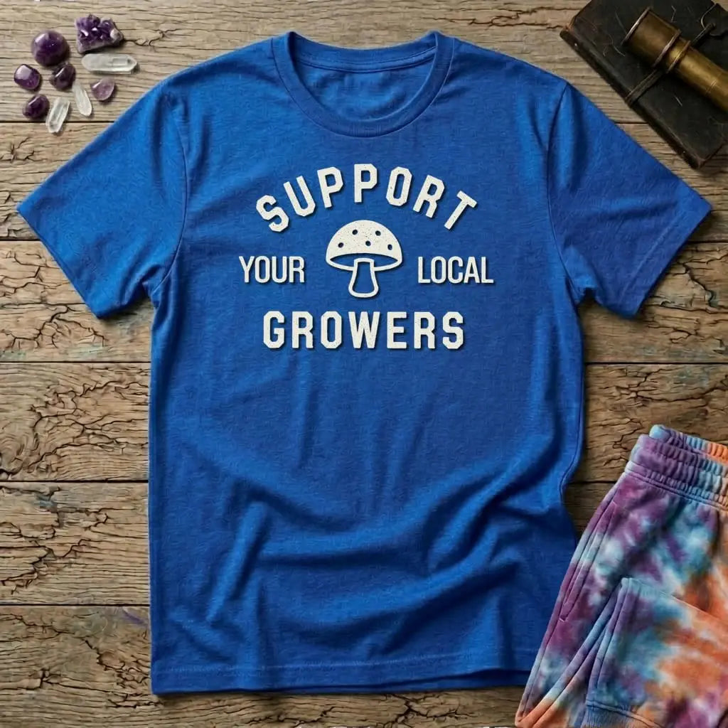 Printify T-Shirt Support Your Local Grower Mushroom T-Shirt Mushroom Magic Mushroom T-Shirt