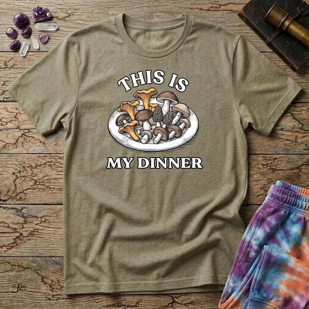 Printify T-Shirt This Is My Dinner Mushroom T-Shirt Mushroom Magic Mushroom T-Shirt