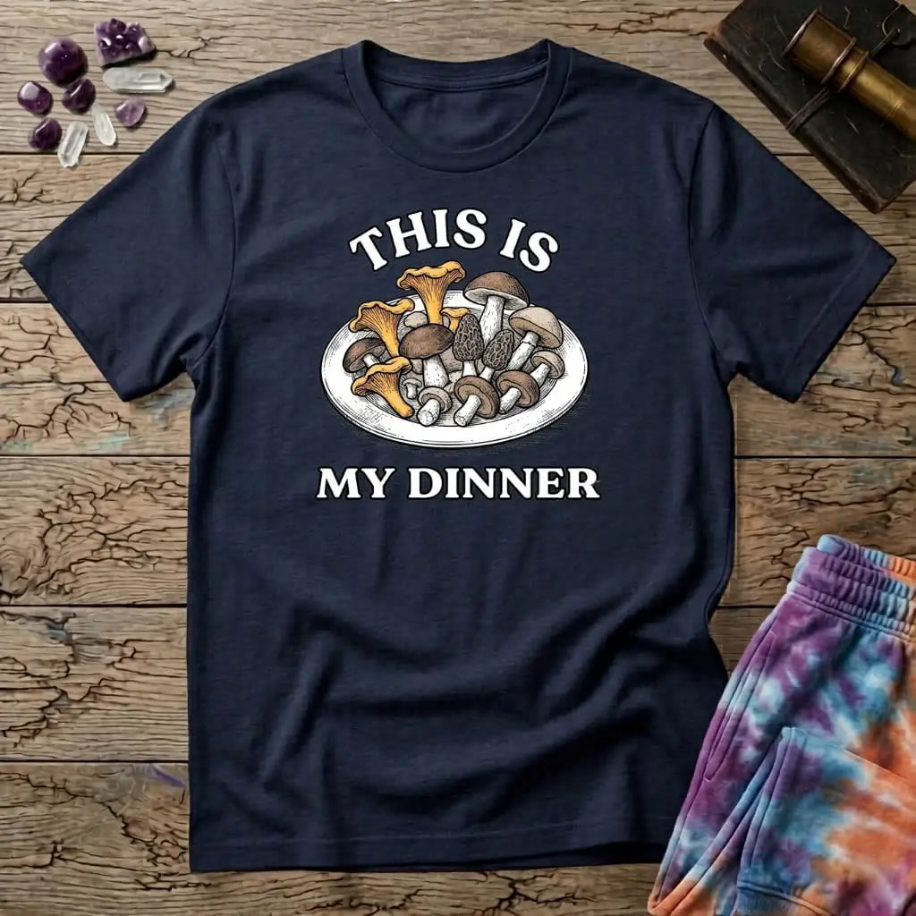 Printify T-Shirt This Is My Dinner Mushroom T-Shirt Mushroom Magic Mushroom T-Shirt