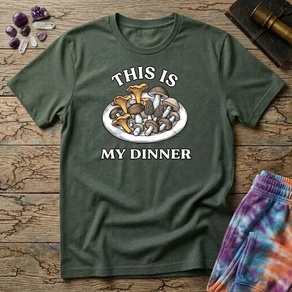 Printify T-Shirt This Is My Dinner Mushroom T-Shirt Mushroom Magic Mushroom T-Shirt