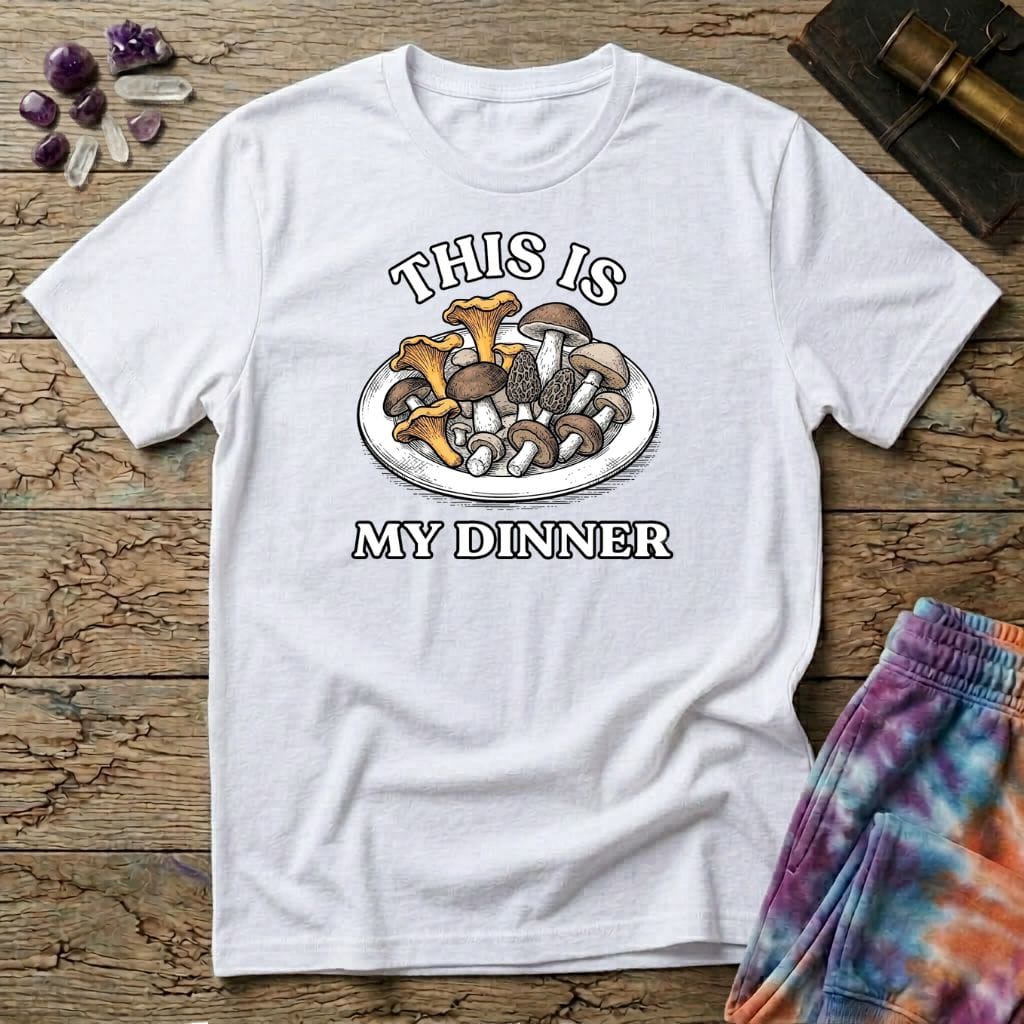 Printify T-Shirt This Is My Dinner Mushroom T-Shirt Mushroom Magic Mushroom T-Shirt
