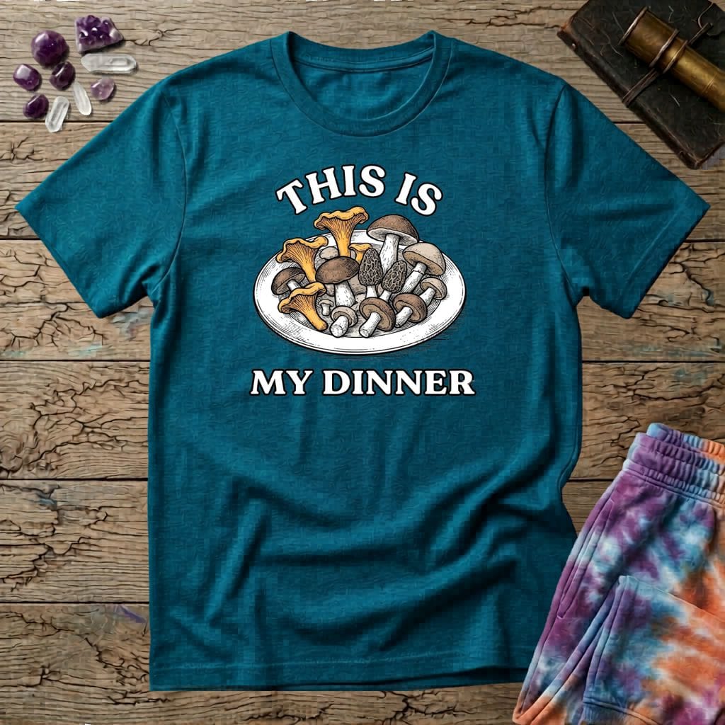 Printify T-Shirt This Is My Dinner Mushroom T-Shirt Mushroom Magic Mushroom T-Shirt