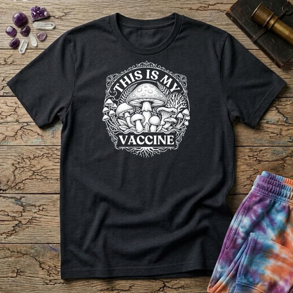 Printify T-Shirt This Is My Vac Too T-Shirt Mushroom Magic Mushroom T-Shirt