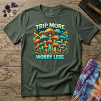 Printify T-Shirt Trip More Worry Less Mushroom T-Shirt Mushroom Magic Mushroom T-Shirt