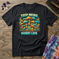 Printify T-Shirt Trip More Worry Less Mushroom T-Shirt Mushroom Magic Mushroom T-Shirt