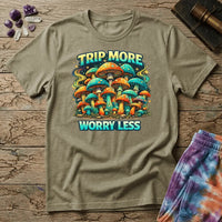 Printify T-Shirt Trip More Worry Less Mushroom T-Shirt Mushroom Magic Mushroom T-Shirt
