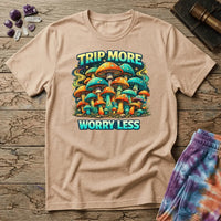 Printify T-Shirt Trip More Worry Less Mushroom T-Shirt Mushroom Magic Mushroom T-Shirt