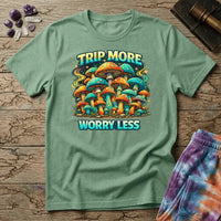 Printify T-Shirt Trip More Worry Less Mushroom T-Shirt Mushroom Magic Mushroom T-Shirt