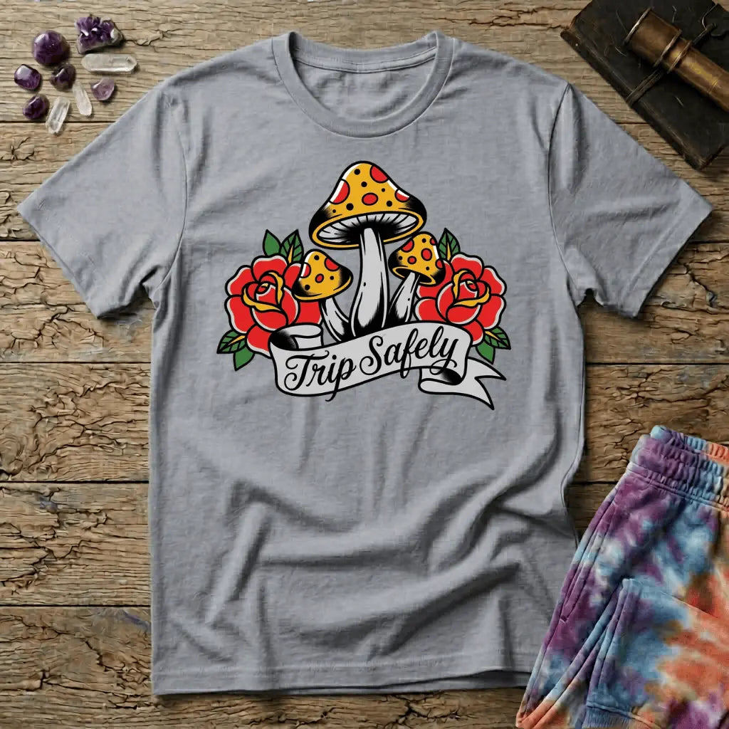 Printify T-Shirt Trip Safely Mushroom T-Shirt Mushroom Magic Mushroom T-Shirt