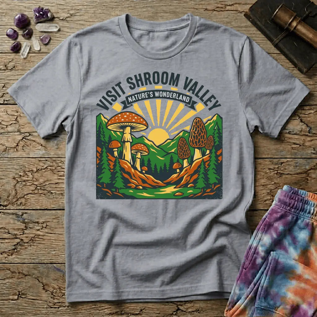 Printify T-Shirt Visit Shroom Valley T-Shirt Mushroom Magic Mushroom T-Shirt