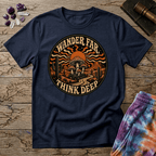 Printify T-Shirt Wander Far Think Deep Mushroom T-Shirt Mushroom Magic Mushroom T-Shirt