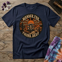 Printify T-Shirt Wander Far Think Deep Mushroom T-Shirt Mushroom Magic Mushroom T-Shirt