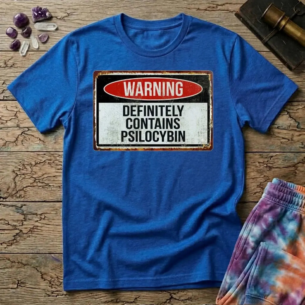 Printify T-Shirt Warning Definitely Contains Psilocybin T-Shirt Mushroom Magic Mushroom T-Shirt