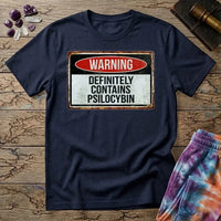 Printify T-Shirt Warning Definitely Contains Psilocybin T-Shirt Mushroom Magic Mushroom T-Shirt