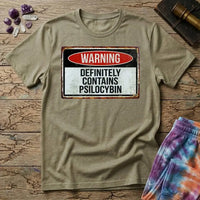 Printify T-Shirt Warning Definitely Contains Psilocybin T-Shirt Mushroom Magic Mushroom T-Shirt