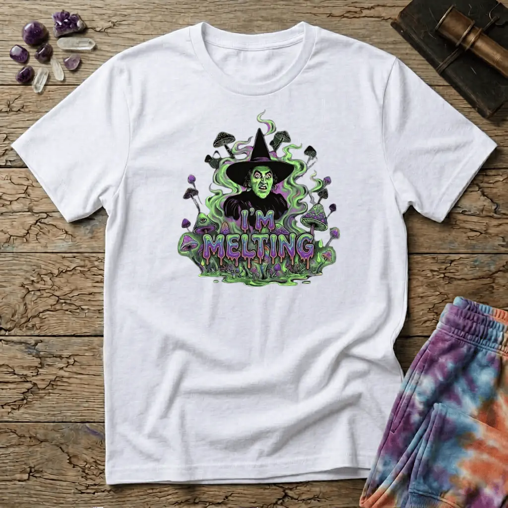 Printify T-Shirt Wicked Witch Melting Mushroom T-Shirt Mushroom Magic Mushroom T-Shirt