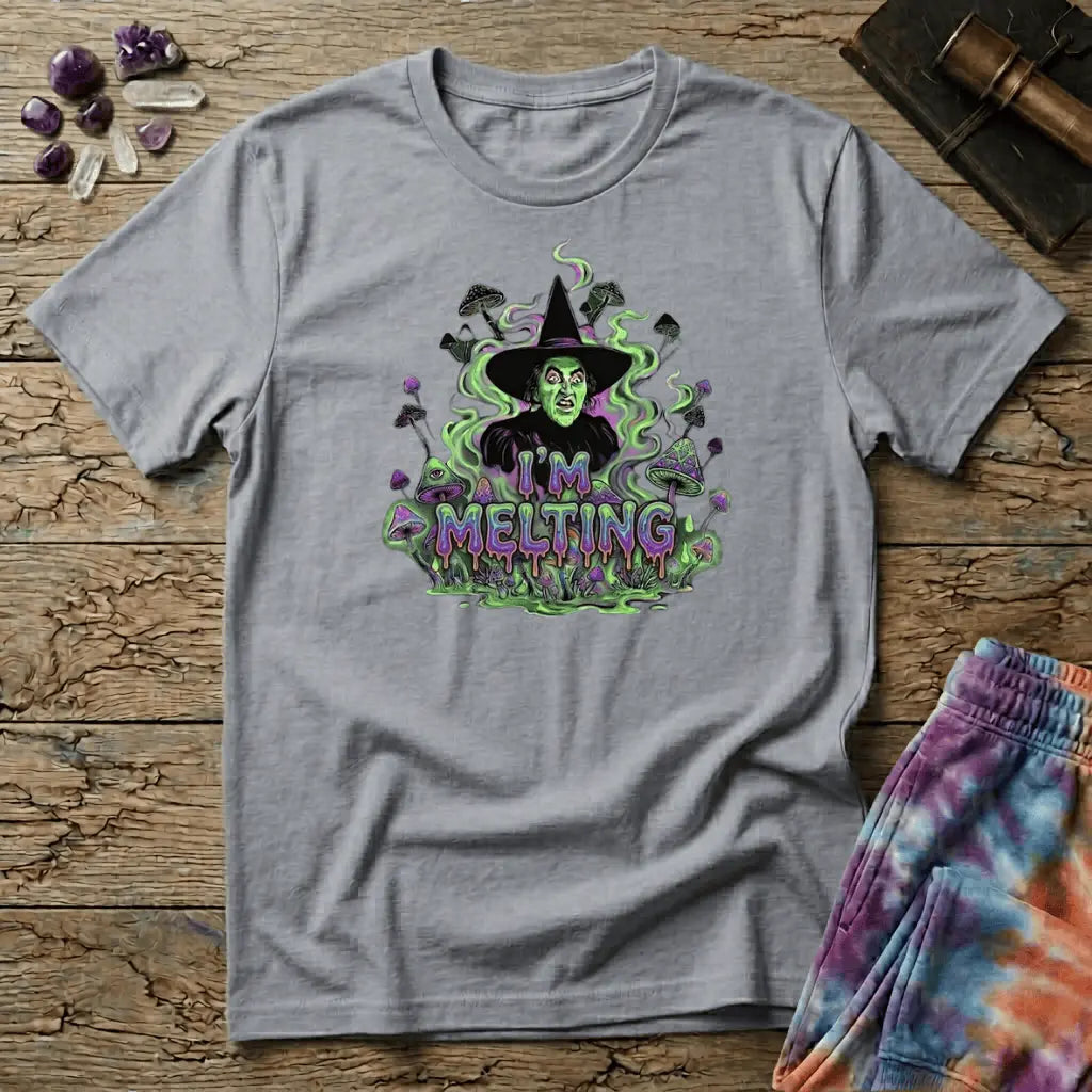 Printify T-Shirt Wicked Witch Melting Mushroom T-Shirt Mushroom Magic Mushroom T-Shirt
