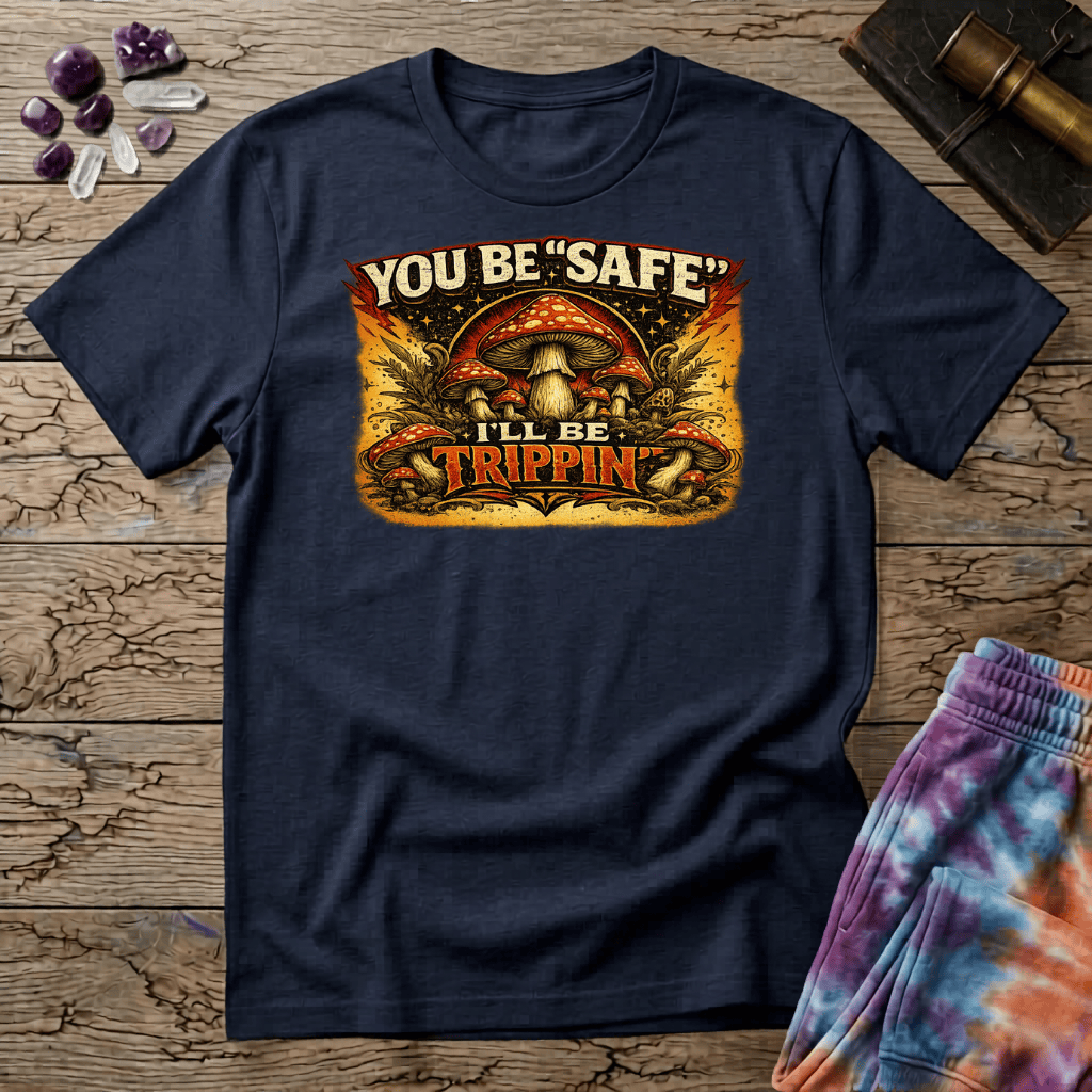 Printify T-Shirt Youll Be Safe Ill Be Trippin T-Shirt Mushroom Magic Mushroom T-Shirt