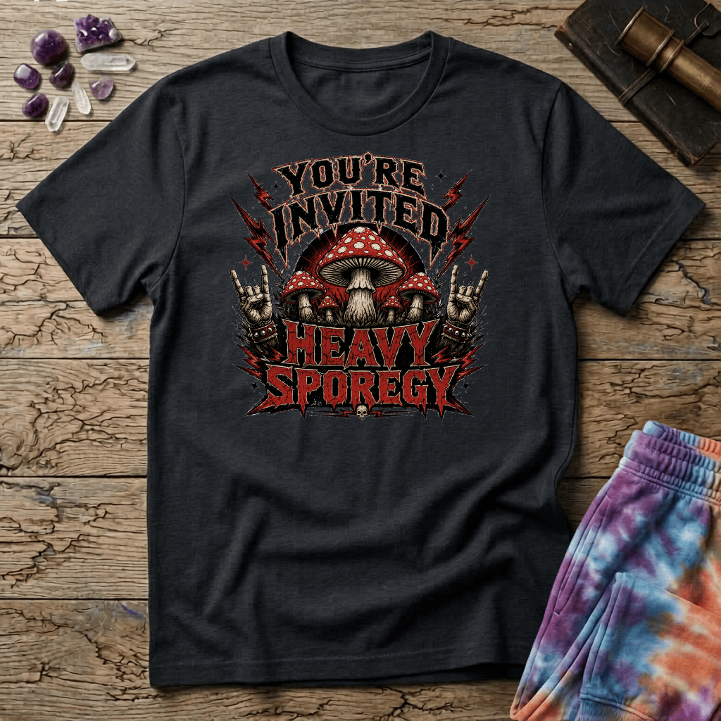 Printify T-Shirt Youre Invited Heavy Sporegy T-Shirt Mushroom Magic Mushroom T-Shirt