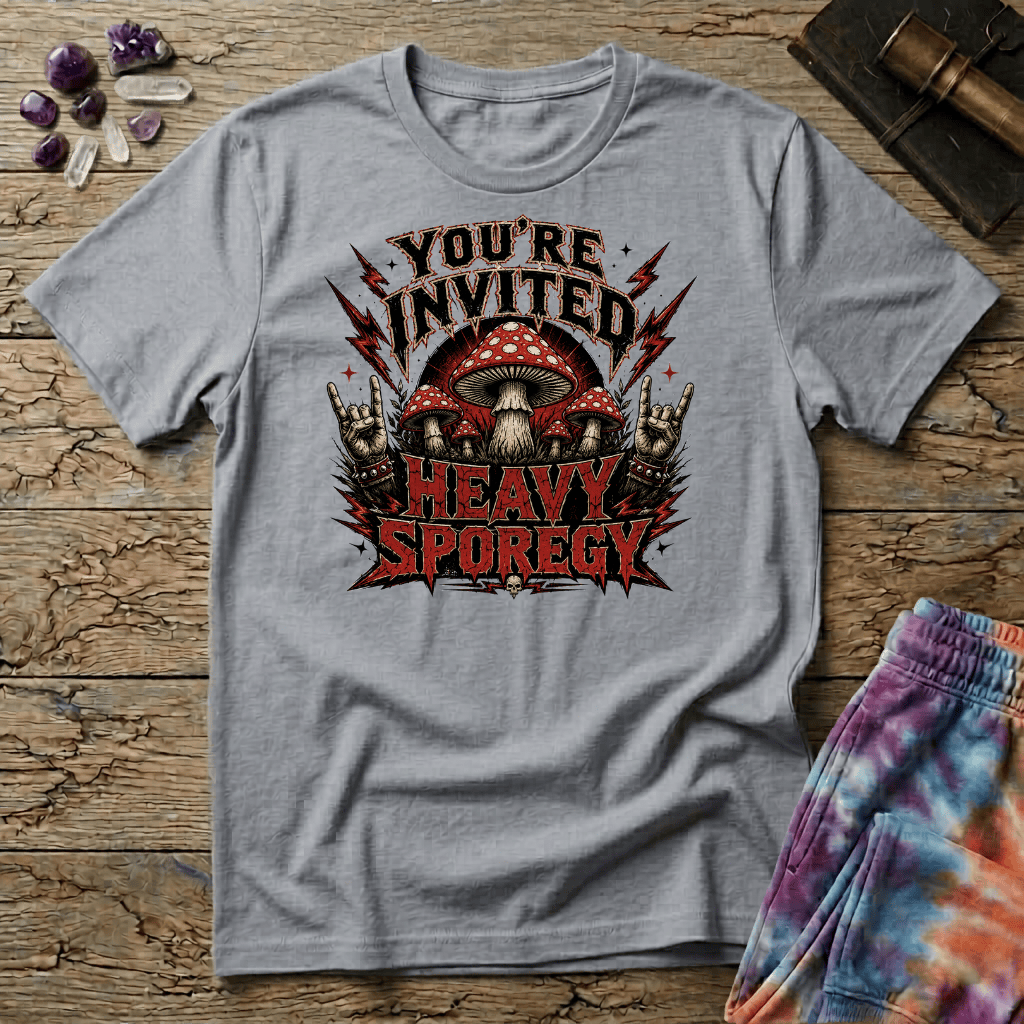 Printify T-Shirt Youre Invited Heavy Sporegy T-Shirt Mushroom Magic Mushroom T-Shirt