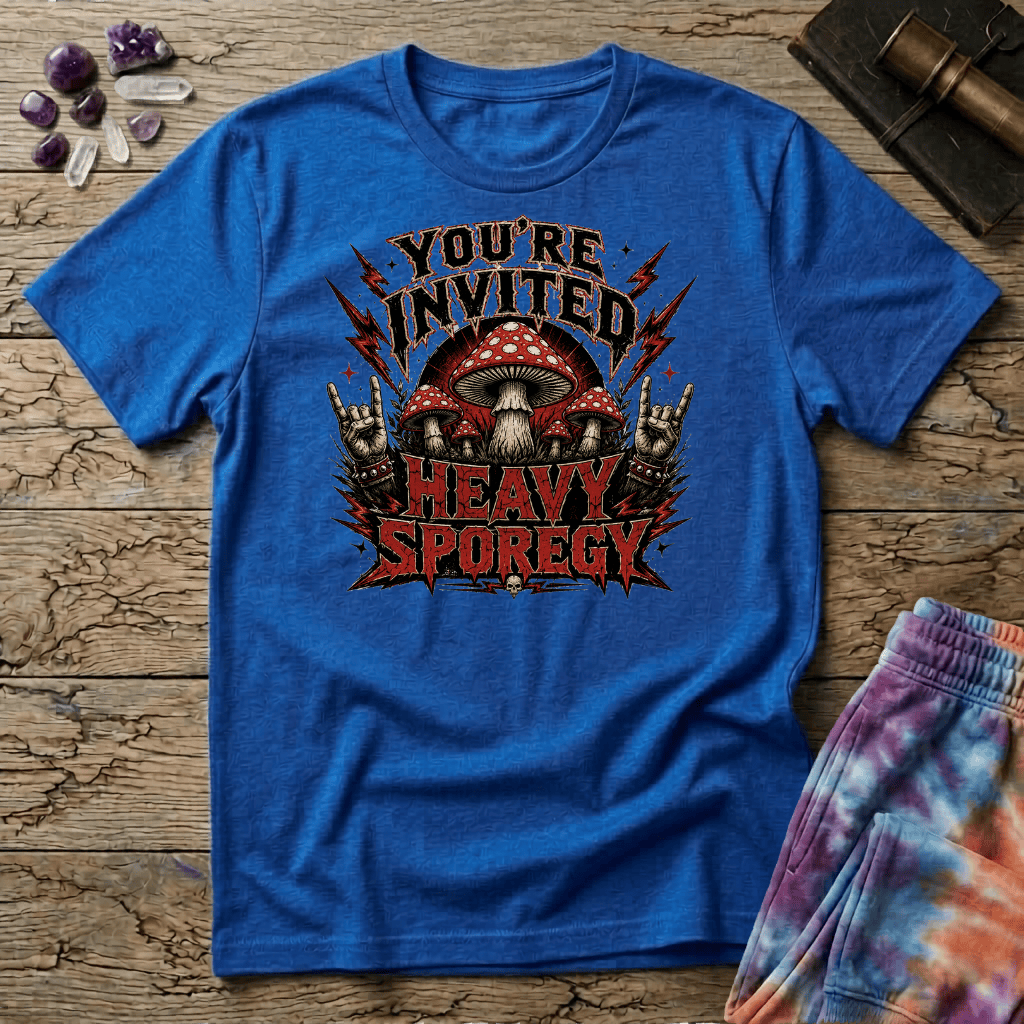 Printify T-Shirt Youre Invited Heavy Sporegy T-Shirt Mushroom Magic Mushroom T-Shirt