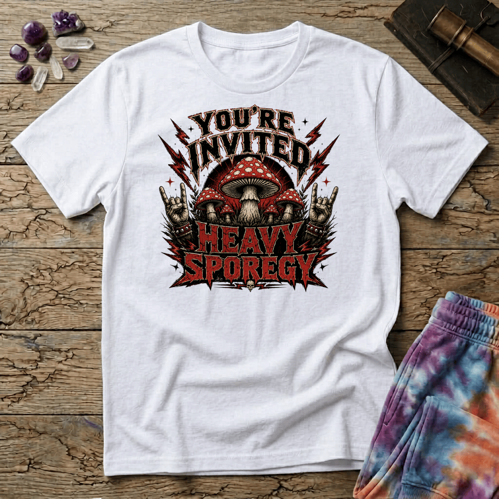Printify T-Shirt Youre Invited Heavy Sporegy T-Shirt Mushroom Magic Mushroom T-Shirt