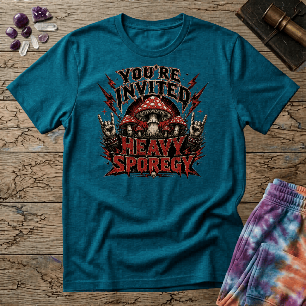 Printify T-Shirt Youre Invited Heavy Sporegy T-Shirt Mushroom Magic Mushroom T-Shirt