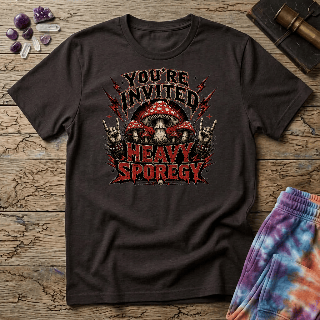 Printify T-Shirt Youre Invited Heavy Sporegy T-Shirt Mushroom Magic Mushroom T-Shirt