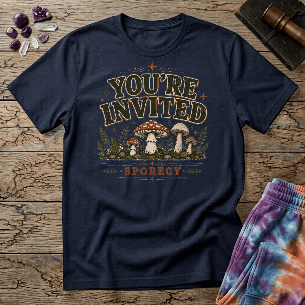 Printify T-Shirt Youre Invited Sporegy T-Shirt Mushroom Magic Mushroom T-Shirt